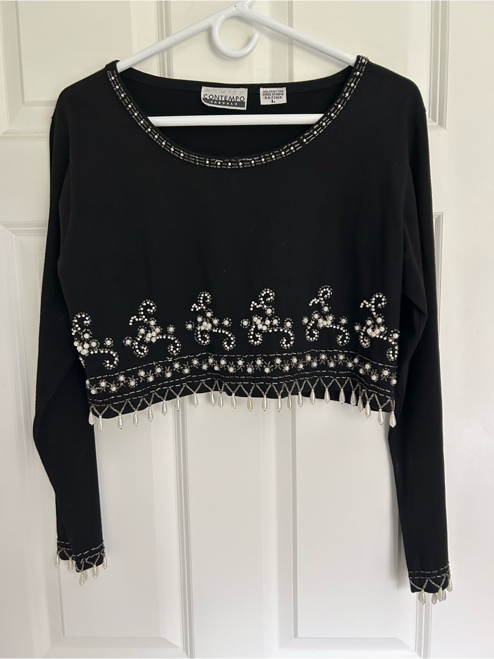 Vintage Beaded Rhinestone Crop Top and Skirt
